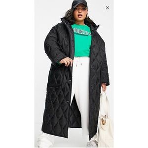 ASOS Curve Oversized Nylon Quilted Maxi Coat | Sz 16
